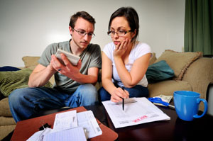 Married couple managing finances